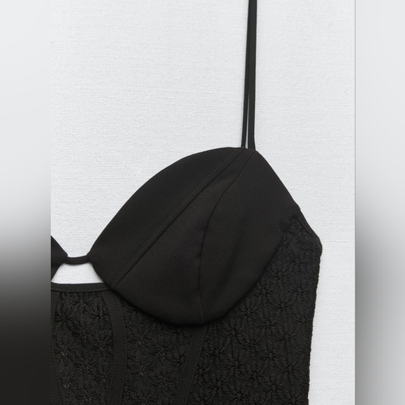 🌞Zara Lace Bodysuit Corset Cut Out Openwork Embroidery NWOT M - Picture 10 of 16